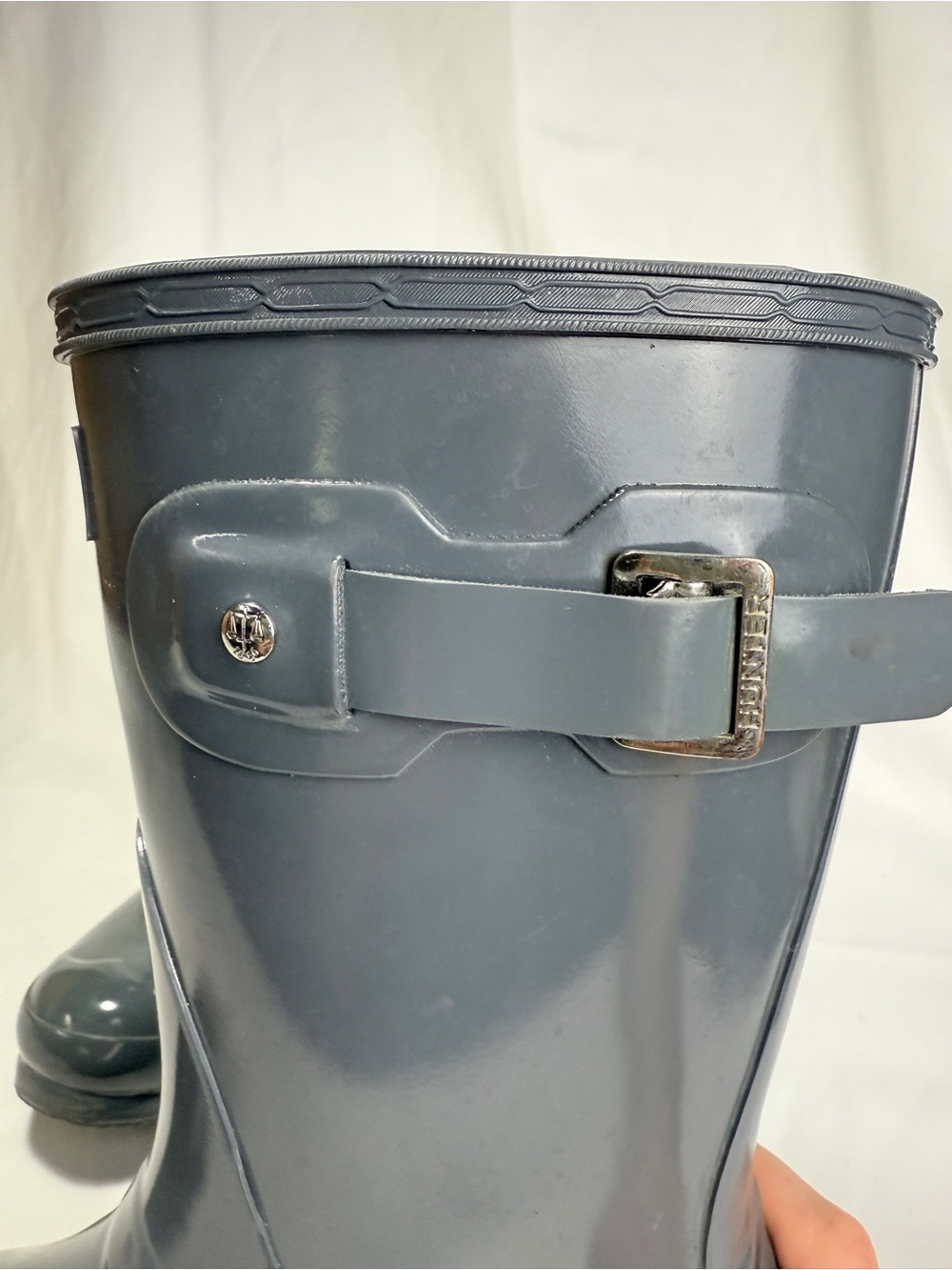 Hunter Original Short Gloss Gull Grey Slate Rain Boots Women’s US 6 UK 4 EU 37 - Picture 7 of 12